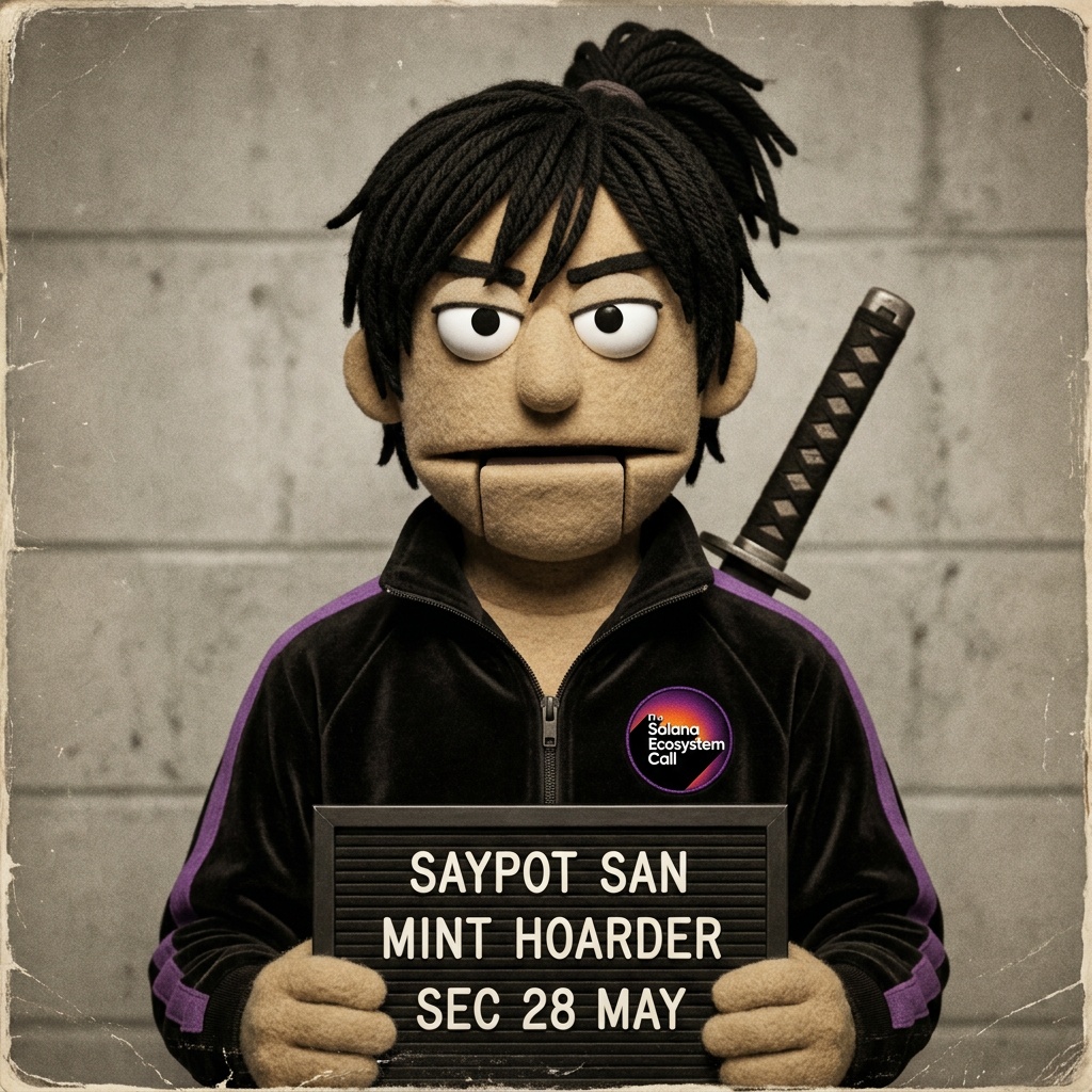 Muppet mugshot of @saypotsan, charged as MINT HOARDER