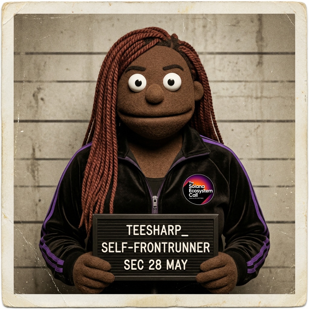 Muppet mugshot of @teesharp_, charged as SELF-FRONTRUNNER